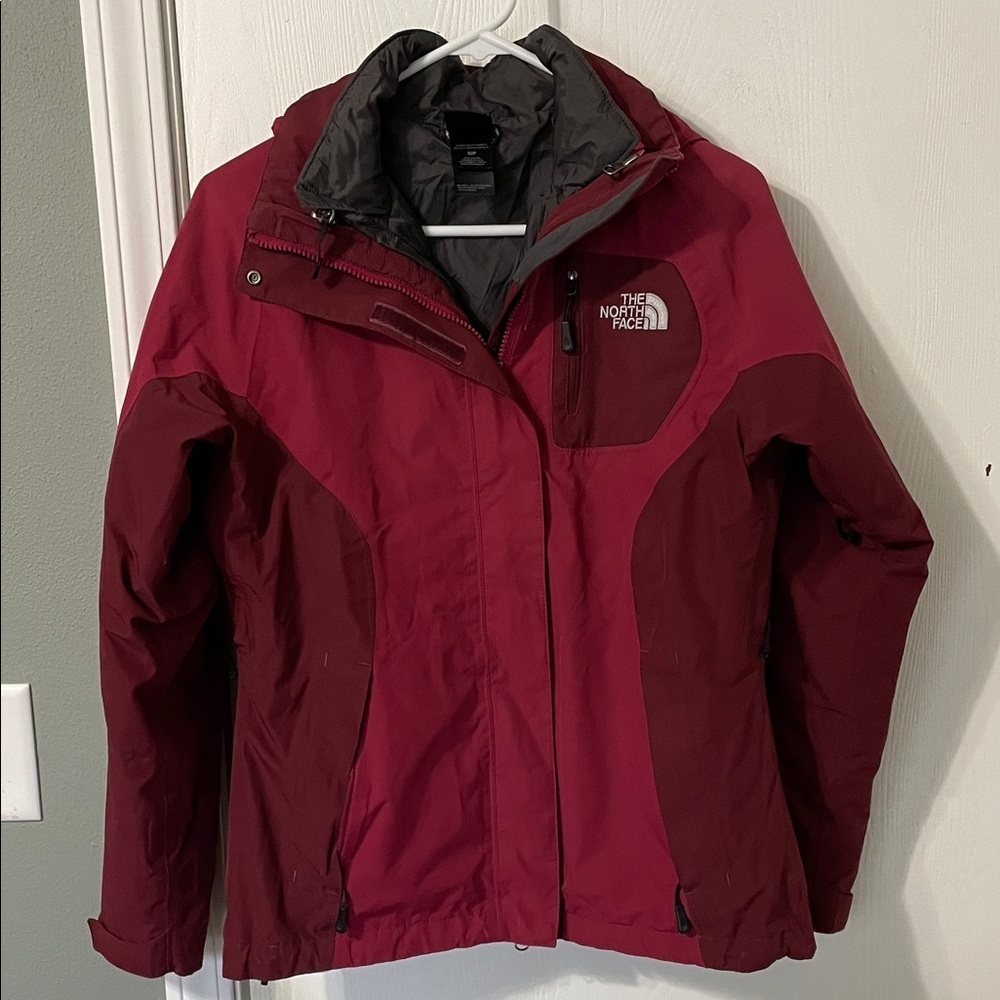 The North Face Women’s 3-in-1 Hooded Parka HyVent Magenta & Gray Size Small - Picture 1 of 17